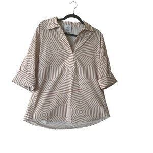 Akris Punto Bergdorf Goodman Geometric Print Longline Cotton Tunic Blouse, 6